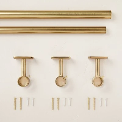 Classic Steel Curtain Rod With Antiqued Brass Finish - Hearth & Hand™ With Magnolia 4 Classic Steel Curtain Rod With Antiqued Brass Finish - Hearth & Hand™ With Magnolia - Image 2