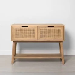 Wood & Cane Console Table With Pull-Down Drawers - Hearth & Hand™ With Magnolia -Hearth & Hand With Magnolia Shop GUEST 035057b8 c534 4483 bcfa bec1b2f8f625