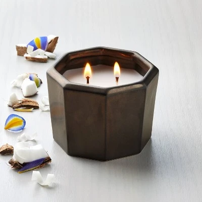 Octagonal Ceramic Cashmere & Suede Fall Jar Candle Metallic Bronze - Hearth & Hand™ With Magnolia 3 Octagonal Ceramic Cashmere & Suede Fall Jar Candle Metallic Bronze - Hearth & Hand™ With Magnolia