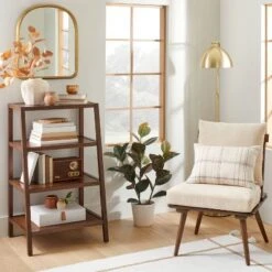 Spindle Back Accent Chair With Cushions Brown/Cream - Hearth & Hand™ With Magnolia