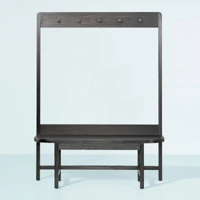 Wood Entryway Bench & Hall Tree - Black - Hearth & Hand™ With Magnolia 4 Wood Entryway Bench & Hall Tree - Black - Hearth & Hand™ With Magnolia - Image 2