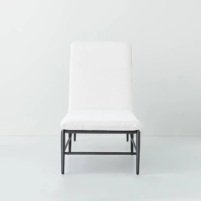 Cushioned Metal Outdoor Chaise Lounge - Cream/Black - Hearth & Hand™ With Magnolia 4 Cushioned Metal Outdoor Chaise Lounge - Cream/Black - Hearth & Hand™ With Magnolia - Image 2