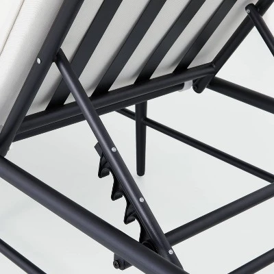 Cushioned Metal Outdoor Chaise Lounge - Cream/Black - Hearth & Hand™ With Magnolia 6 Cushioned Metal Outdoor Chaise Lounge - Cream/Black - Hearth & Hand™ With Magnolia - Image 4