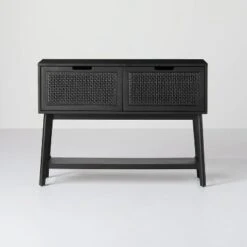 Wood & Cane Console Table With Pull-Down Drawers - Hearth & Hand™ With Magnolia -Hearth & Hand With Magnolia Shop GUEST 20528750 0c48 4495 9988 dee7756ece00