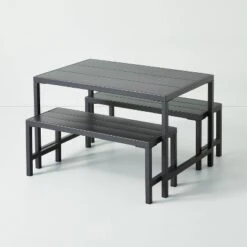 3pc Kids' Metal Outdoor Table Set - Dark Gray - Hearth & Hand™ With Magnolia -Hearth & Hand With Magnolia Shop GUEST 2798b6cf b9cf 4c4d 9e4a 4dc5f56ffc6d