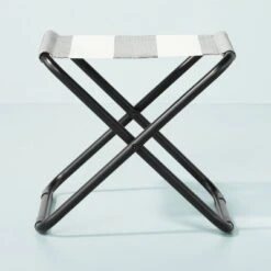 Foldable Outdoor Ottoman - Black/White Stripes - Hearth & Hand™ With Magnolia -Hearth & Hand With Magnolia Shop GUEST 28171660 9df9 4dc5 929b 19711ecf3357
