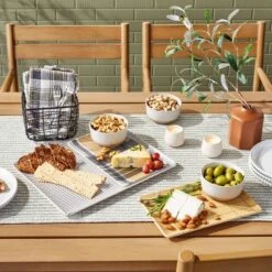 3pc Mixed Fall Pattern Bamboo-Melamine Serving Trays Gold/Blue/Cream - Hearth & Hand™ With Magnolia