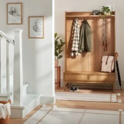 Wood & Cane Transitional Entryway Bench & Hall Tree With Drawers - Natural - Hearth & Hand™ With Magnolia