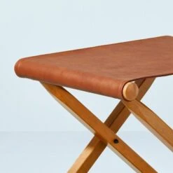 Foldable Wood & Faux Leather Ottoman - Brown - Hearth & Hand™ With Magnolia -Hearth & Hand With Magnolia Shop GUEST 351eaa39 543b 4955 bc12 8131ea6f4bbb