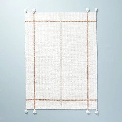 Bold Cross Stripes Tassel Rug Cream/Tan - Hearth & Hand™ With Magnolia 9 Bold Cross Stripes Tassel Rug Cream/Tan - Hearth & Hand™ With Magnolia - Image 7