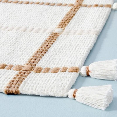 Bold Cross Stripes Tassel Rug Cream/Tan - Hearth & Hand™ With Magnolia 4 Bold Cross Stripes Tassel Rug Cream/Tan - Hearth & Hand™ With Magnolia - Image 2