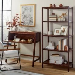 Wood & Cane Transitional Secretary Desk Brown - Hearth & Hand™ With Magnolia