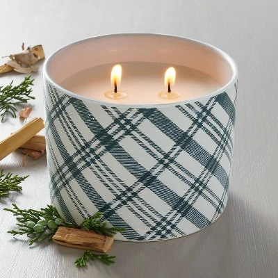 Plaid Ceramic Fireside Spruce Jar Christmas Candle Dark Green 11oz - Hearth & Hand™ With Magnolia 3 Plaid Ceramic Fireside Spruce Jar Christmas Candle Dark Green 11oz - Hearth & Hand™ With Magnolia