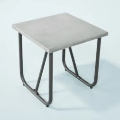 Square Faux Concrete & Metal Outdoor Accent Table - Dark Gray - Hearth & Hand™ With Magnolia -Hearth & Hand With Magnolia Shop GUEST 59b5b109 88f1 42ff 8f78 7e1a1088541e