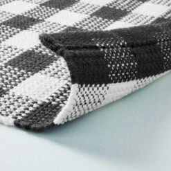 Textured Gingham Indoor/Outdoor Woven Area Rug Dark Gray/Cream - Hearth & Hand™ With Magnolia -Hearth & Hand With Magnolia Shop GUEST 59c84c51 ff59 41d4 aafd 9637c81802a5