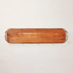 32" Wooden Decorative Tray With Metal Trim Brown/Brass - Hearth & Hand™ With Magnolia -Hearth & Hand With Magnolia Shop GUEST 5d76d79a da8e 4ef8 94cd 814550c63117