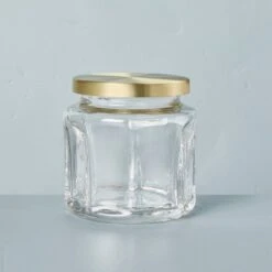 Sculpted Glass Canister Clear/Brass - Hearth & Hand™ With Magnolia -Hearth & Hand With Magnolia Shop GUEST 628e2805 fc16 48dc 9905 edb119df337b