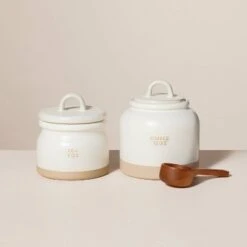 12oz Stoneware Crock Coffee Canister With Scoop Cream/Clay - Hearth & Hand™ With Magnolia -Hearth & Hand With Magnolia Shop GUEST 65b7994c a1eb 4670 b20b ff3df4965168