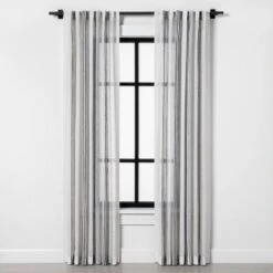 Vertical Stripe Curtain Sheer Gray/Cream - Hearth & Hand™ With Magnolia