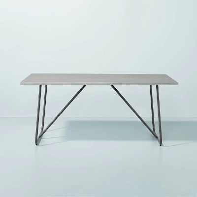 Rectangular Faux Concrete & Metal Outdoor Dining Table - Dark Gray - Hearth & Hand™ With Magnolia 4 Rectangular Faux Concrete & Metal Outdoor Dining Table - Dark Gray - Hearth & Hand™ With Magnolia - Image 2