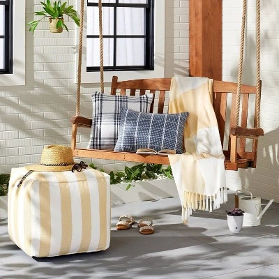 Textured Grid Lines Indoor/Outdoor Throw Pillow - Hearth & Hand™ With Magnolia 3 Textured Grid Lines Indoor/Outdoor Throw Pillow - Hearth & Hand™ With Magnolia
