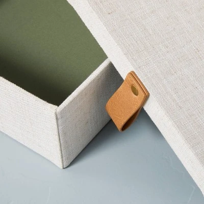 Fabric Storage Box With Faux Leather Accent Cream - Hearth & Hand™ With Magnolia 5 Fabric Storage Box With Faux Leather Accent Cream - Hearth & Hand™ With Magnolia - Image 3