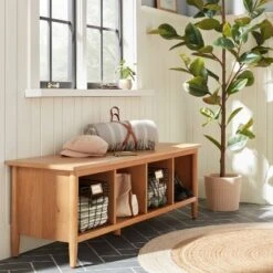 Cube Wood Storage Bench - Natural - Hearth & Hand™ With Magnolia
