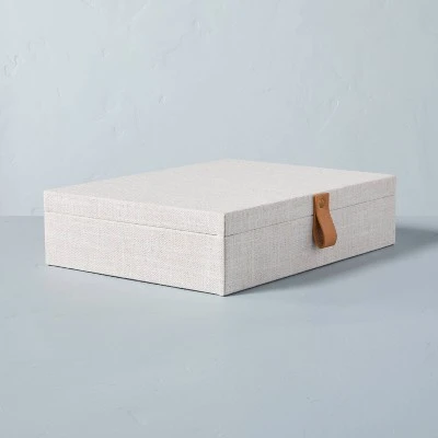 Fabric Storage Box With Faux Leather Accent Cream - Hearth & Hand™ With Magnolia 8 Fabric Storage Box With Faux Leather Accent Cream - Hearth & Hand™ With Magnolia - Image 6