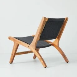 Rope Weave Indoor/Outdoor Wood Accent Chair Black/Brown - Hearth & Hand™ With Magnolia -Hearth & Hand With Magnolia Shop GUEST 78e319e2 36b1 4d59 bd1c 94b7a1716ade