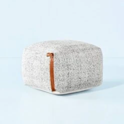 Hand-Woven Pouf Ottoman With Leather Trim - Hearth & Hand™ With Magnolia -Hearth & Hand With Magnolia Shop GUEST 819b4a8f 2db7 4089 b6dd 3544521baa39