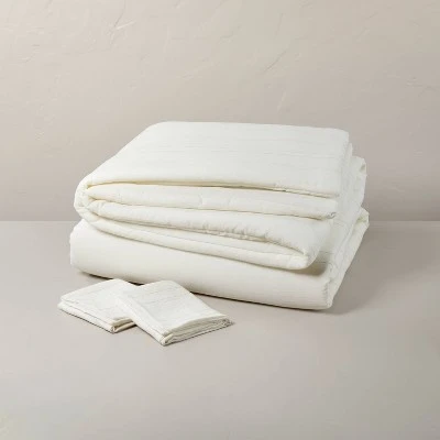 Fine Stripe Duvet & Sham Set Twilight Taupe/Sour Cream - Hearth & Hand™ With Magnolia 4 Fine Stripe Duvet & Sham Set Twilight Taupe/Sour Cream - Hearth & Hand™ With Magnolia - Image 2