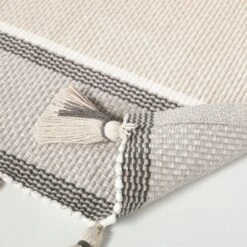 24"x60" Color Block Stripe Tassels Bath Rug Neutral Taupe - Hearth & Hand™ With Magnolia -Hearth & Hand With Magnolia Shop GUEST 910979a7 4645 484a b851 9e3664ee4695