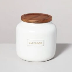 Dry Goods Stoneware Canister With Wood Lid Cream/Brown - Hearth & Hand™ With Magnolia -Hearth & Hand With Magnolia Shop GUEST 9a628954 fe13 4a85 8006 a0d2b4f27491