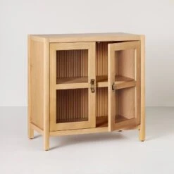 Grooved Wood With Glass 2-Door Cabinet - Natural - Hearth & Hand™ With Magnolia -Hearth & Hand With Magnolia Shop GUEST 9aa7705a c66f 495b 80dd 55470dae1fa8
