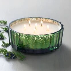 Mercury Glass Cypress & Pine Jar Christmas Candle Green 32oz - Hearth & Hand™ With Magnolia