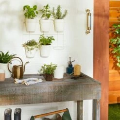 18.6" Wide 7pc Wall Mounted Metal Planter Set Sour Cream - Hearth & Hand™ With Magnolia