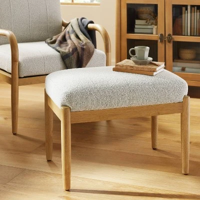 Boucle Upholstered Wood Ottoman - Hearth & Hand™ With Magnolia 3 Boucle Upholstered Wood Ottoman - Hearth & Hand™ With Magnolia