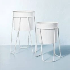 Powder-Coated Metal Planter White - Hearth & Hand™ With Magnolia -Hearth & Hand With Magnolia Shop GUEST a76d978f dc8a 425b b1df a4a260c6b670