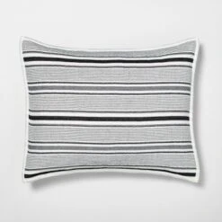 Textured Stripe Pillow Sham Dark Gray/Cream - Hearth & Hand™ With Magnolia -Hearth & Hand With Magnolia Shop GUEST b0608181 3b6d 4688 8af4 76eb9e213a88