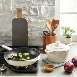 12" Enameled Cast Iron Skillet Sour Cream - Hearth & Hand™ With Magnolia