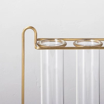 5pc Steel & Glass Plant Propagation Vase Set Gold/Clear - Hearth & Hand™ With Magnolia 4 5pc Steel & Glass Plant Propagation Vase Set Gold/Clear - Hearth & Hand™ With Magnolia - Image 2