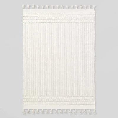 Texture Border Stripe Rug Cream/Silver Gray - Hearth & Hand™ With Magnolia 6 Texture Border Stripe Rug Cream/Silver Gray - Hearth & Hand™ With Magnolia - Image 4