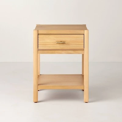 Grooved Wood Square Accent Side Table With Drawer - Natural - Hearth & Hand™ With Magnolia 4 Grooved Wood Square Accent Side Table With Drawer - Natural - Hearth & Hand™ With Magnolia - Image 2
