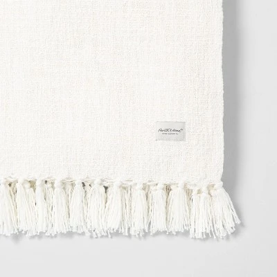 Knotted Fringe Throw Blanket White - Hearth & Hand™ With Magnolia 3 Knotted Fringe Throw Blanket White - Hearth & Hand™ With Magnolia