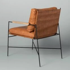 Faux Leather & Metal Accent Chair - Black/Brown - Hearth & Hand™ With Magnolia -Hearth & Hand With Magnolia Shop GUEST e5692544 8e55 4447 8f20 aa4310407010