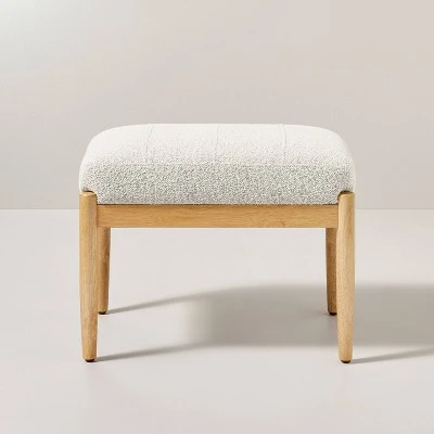 Boucle Upholstered Wood Ottoman - Hearth & Hand™ With Magnolia 4 Boucle Upholstered Wood Ottoman - Hearth & Hand™ With Magnolia - Image 2