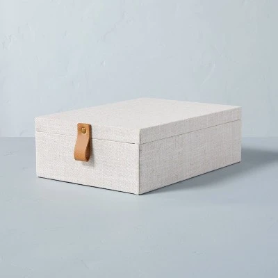 Fabric Storage Box With Faux Leather Accent Cream - Hearth & Hand™ With Magnolia 7 Fabric Storage Box With Faux Leather Accent Cream - Hearth & Hand™ With Magnolia - Image 5