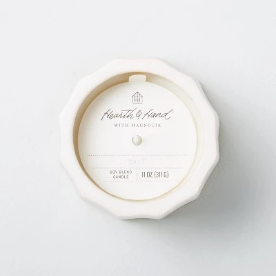 Wide Fluted Speckled Ceramic Salt Jar Candle Tonal Cream 11oz - Hearth & Hand™ With Magnolia 4 Wide Fluted Speckled Ceramic Salt Jar Candle Tonal Cream 11oz - Hearth & Hand™ With Magnolia - Image 2