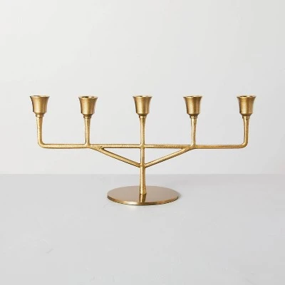 Antiqued Metal Taper Candelabra Brass Finish - Hearth & Hand™ With Magnolia 6 Antiqued Metal Taper Candelabra Brass Finish - Hearth & Hand™ With Magnolia - Image 4
