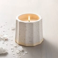 Wide Fluted Speckled Ceramic Salt Jar Candle Tonal Cream 11oz - Hearth & Hand™ With Magnolia